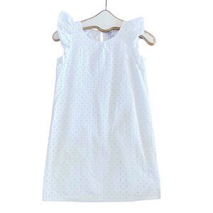 Crown & Ivy White Eyelet Ruffle Sleeve A-Line Dress